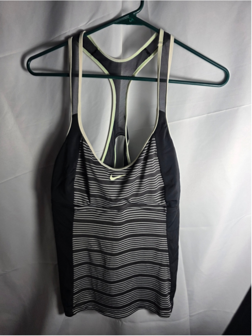 Women's Nike Striped Racerback Tank Top Black White Size XL athleisure workout